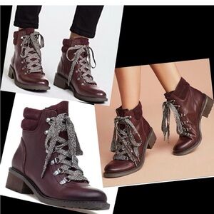 Sam Edelman Leather Darrah Velutto Lace Up Ankle High Rugged Block Boot 9.5